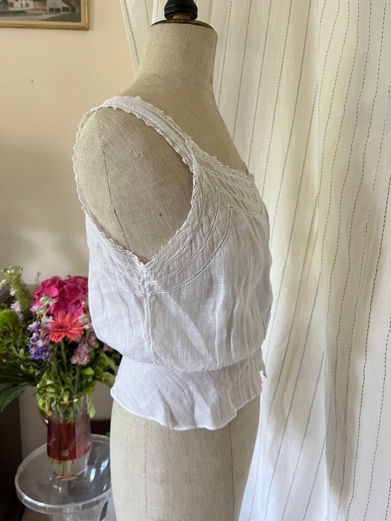 Antique Edwardian Victorian Cotton White Corset c… - image 7