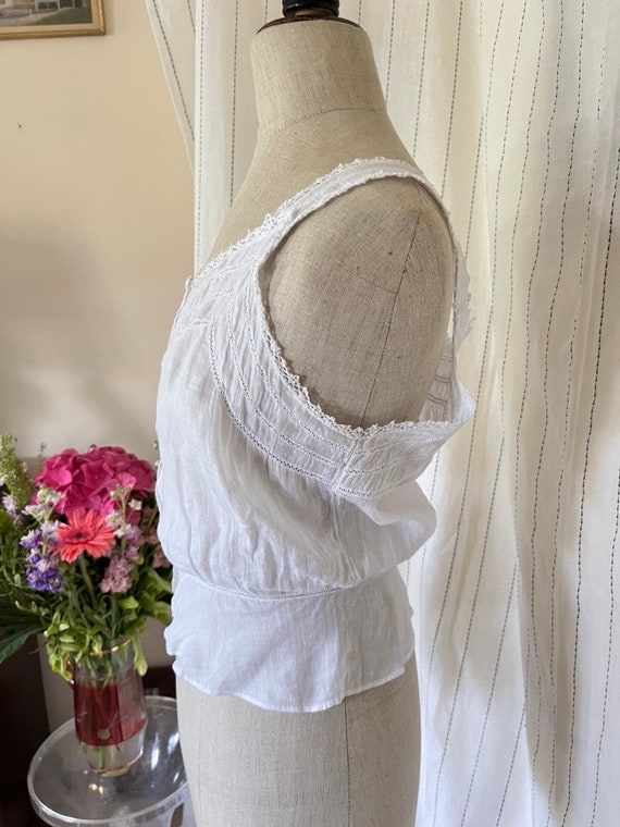 Antique Edwardian Victorian Cotton White Corset c… - image 9