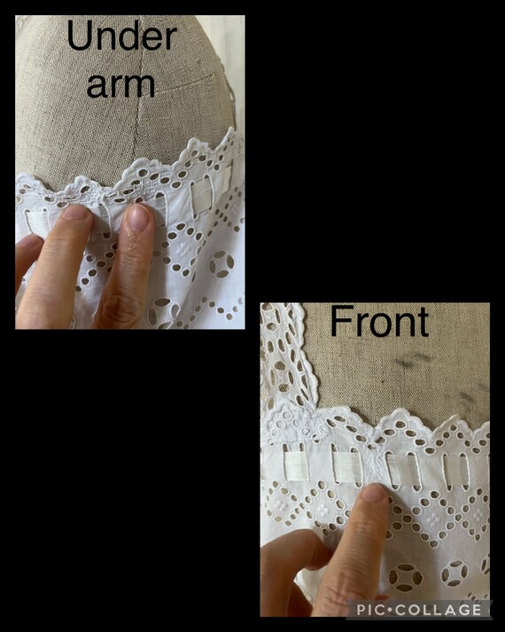 Antique Edwardian Victorian Cotton White Eyelet e… - image 10