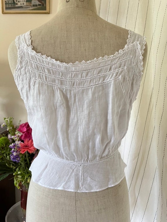 Antique Edwardian Victorian Cotton White Corset c… - image 8