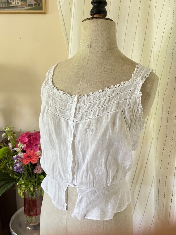 Antique Edwardian Victorian Cotton White Corset c… - image 3