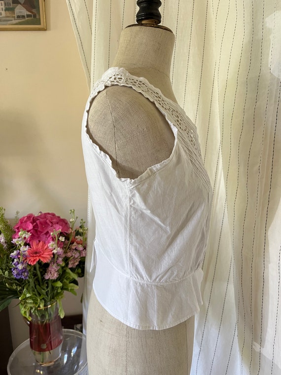 Antique Edwardian Victorian Cotton White Eyelet e… - image 7