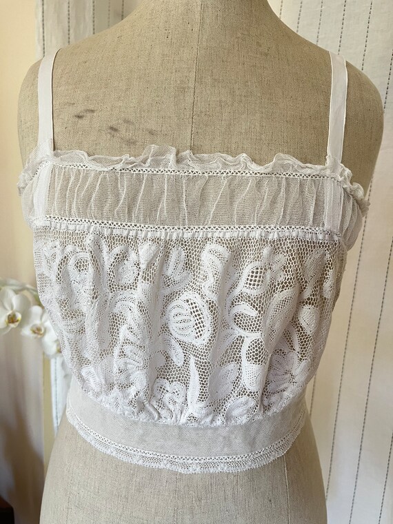 Antique Edwardian Victorian Corset cover lace cam… - image 4