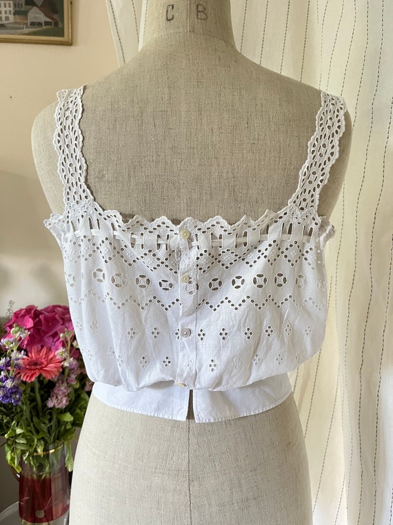 Antique Edwardian Victorian Cotton White Eyelet e… - image 9