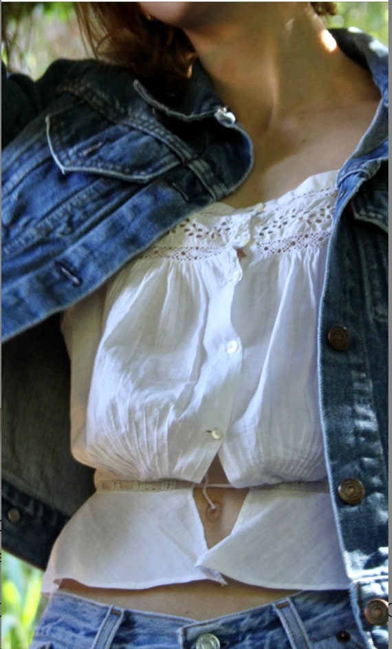 Antique Edwardian Victorian Cotton White Corset c… - image 10