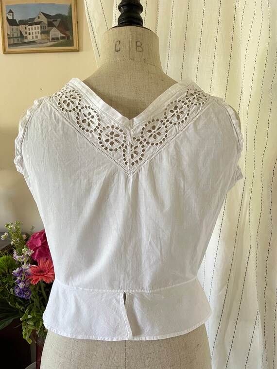 Antique Edwardian Victorian Cotton White Eyelet e… - image 8