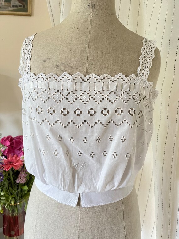 Antique Edwardian Victorian Cotton White Eyelet e… - image 4