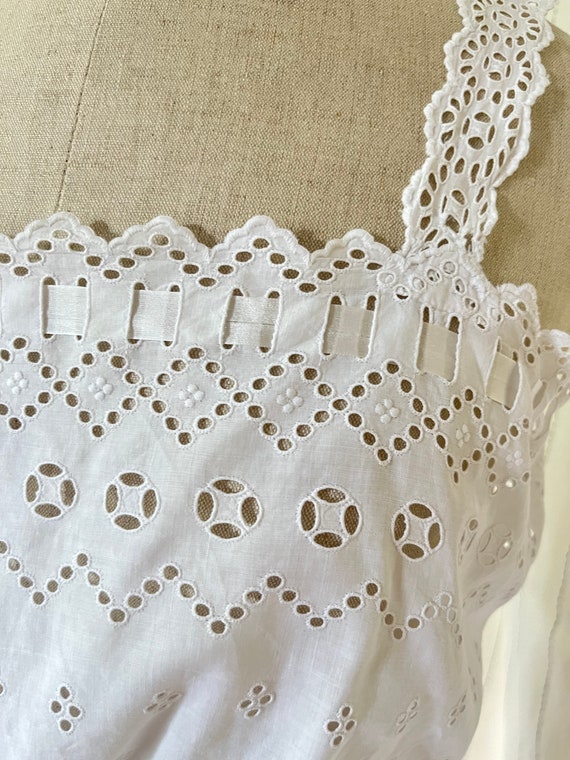 Antique Edwardian Victorian Cotton White Eyelet e… - image 5