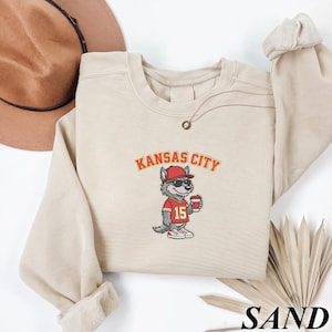 Broderad söt Kansas City fotbollströja, vintage matchdags-tröja, retro fotbollströja i komfortfärger för mamma, Kansas City-fanpresent.