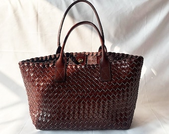 SITING Retro pure handmade cowhide woven bag