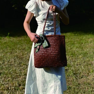 SITING Hand-woven top layer cowhide tote bag, shoulder bag, handbag, messenger bag