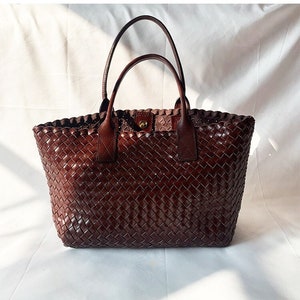 SITING Retro pure handmade cowhide woven bag