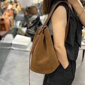 Genuine leather and suede bucket bag image 1