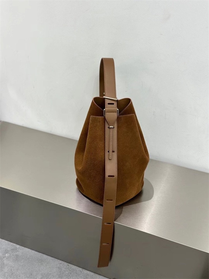 Genuine leather and suede bucket bag image 7