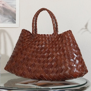 SITING Retro pure handmade cowhide woven bag zdjęcie 6