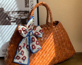 SITING Retro pure handmade cowhide woven bag