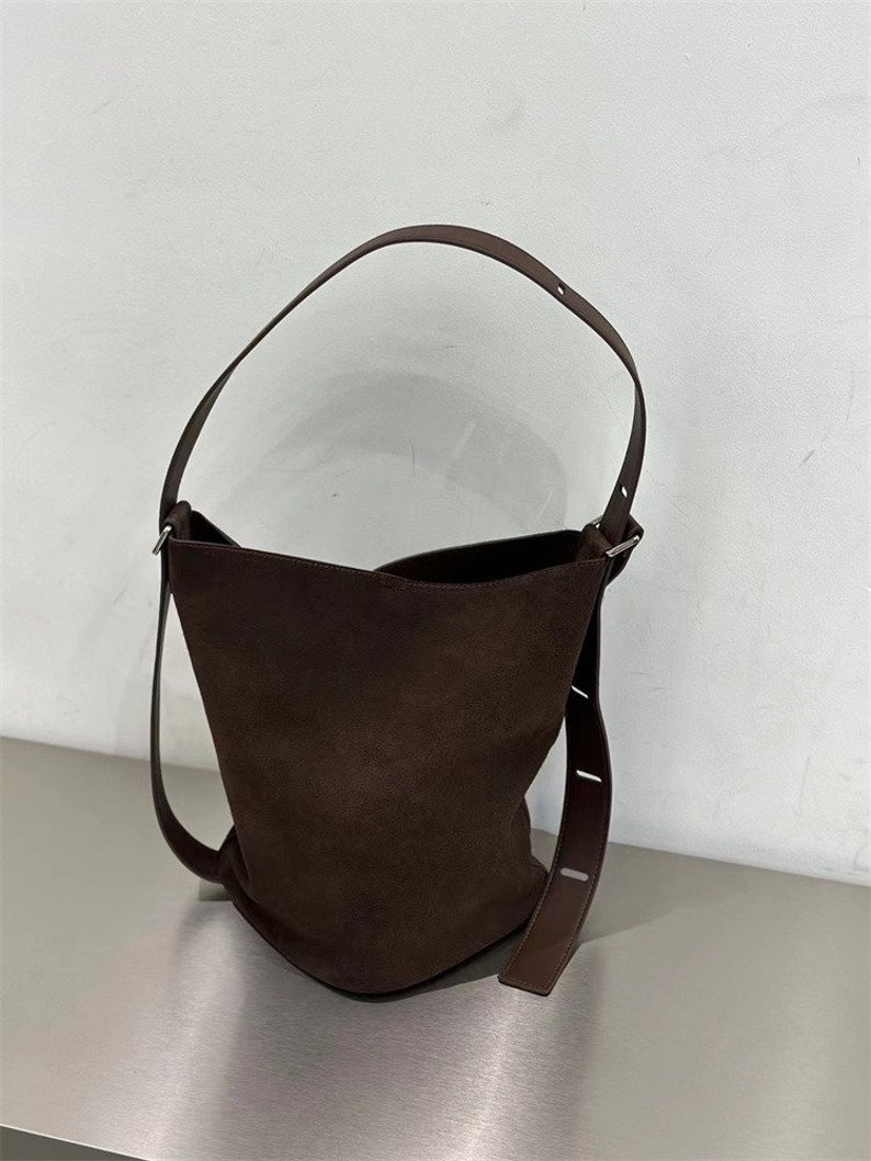 Genuine leather and suede bucket bag image 9