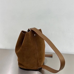 Genuine leather and suede bucket bag image 5