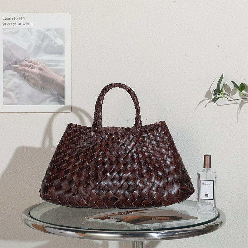 SITING Retro pure handmade cowhide woven bag zdjęcie 8