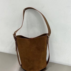 Genuine leather and suede bucket bag image 6