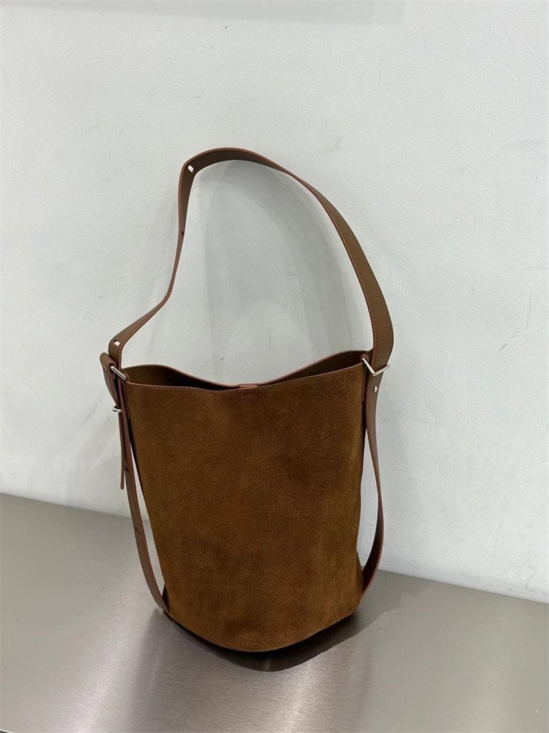 Genuine leather and suede bucket bag image 6