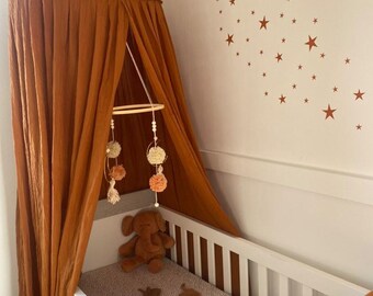 Handmade baby mobile, playpen mobile, crib mobile. Gold moon and stars, nursery mobile, cot mobile, crib mobile.