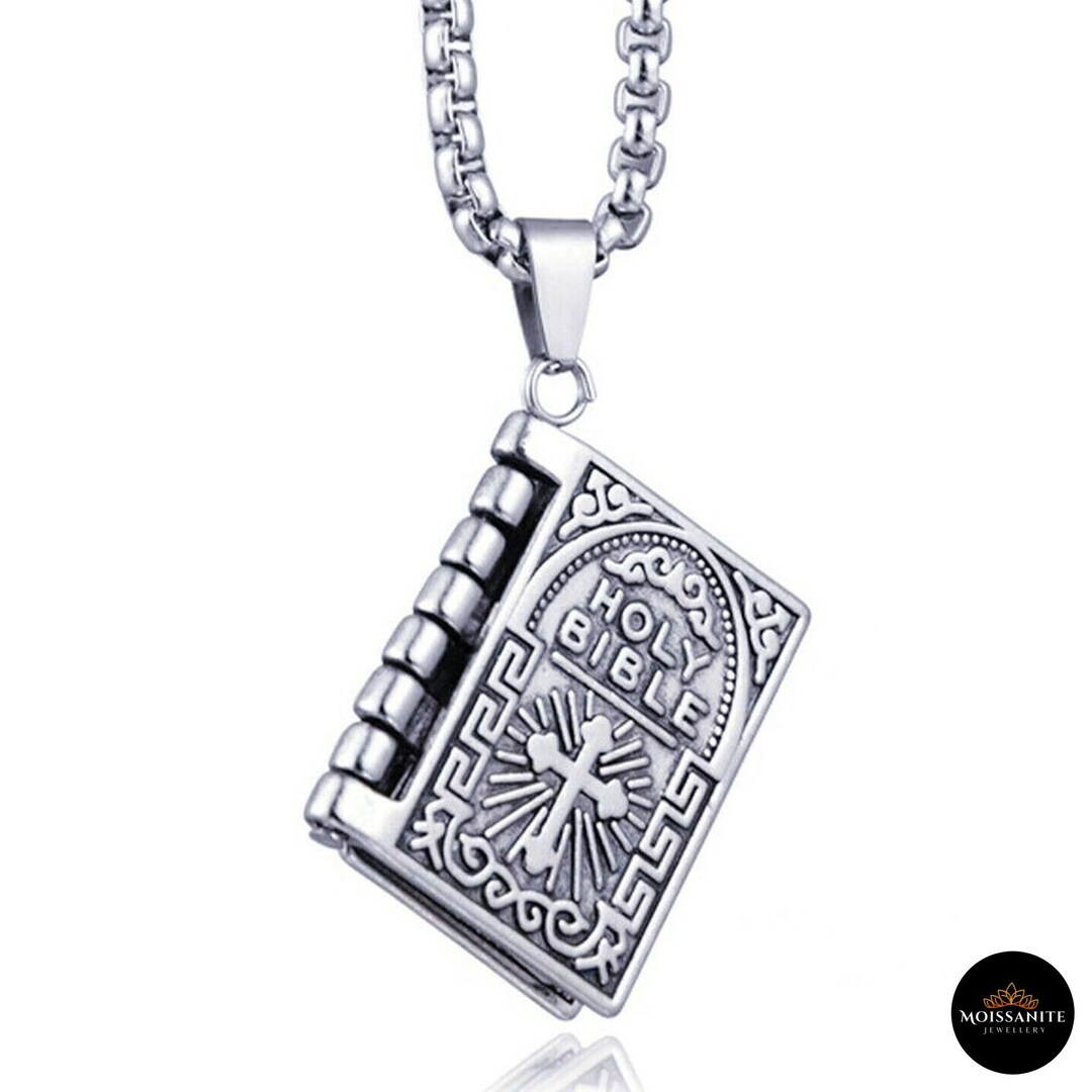 Bible Pendant Holy Bible Necklace Vintage Holy Bible Pendant Necklace