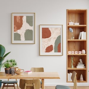 Neutral Abstract Canvas Art: Boho Minimalist Earth Tones