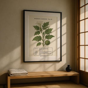 Poison Garden Jimsonweed Print – Vintage Botanical Illustration, Gothic Plant Art, A3 A4 8x10 Digital Download, Dark Academia Decor