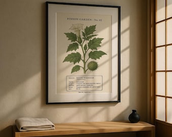 Vintage Botanical Floral Datura Print- Poisonous Plant Flowers