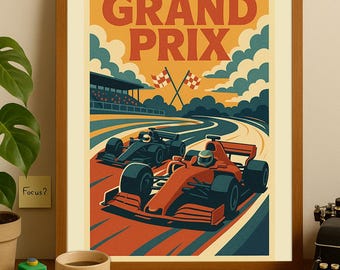 Vintage Grand Prix Racing Poster: Retro Formula 1 Wall Art (Digital Download)