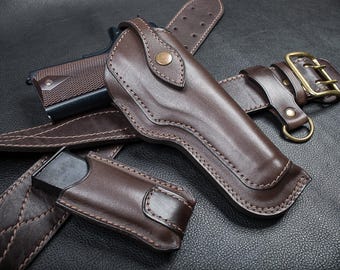 コルト1911カスタムメイドレザーベルトホルスター | ヴィンテージ