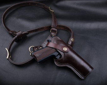 Colt 1911 Custom Made Leather Chestrig | Vintage Look | Unique Design | Retro Style