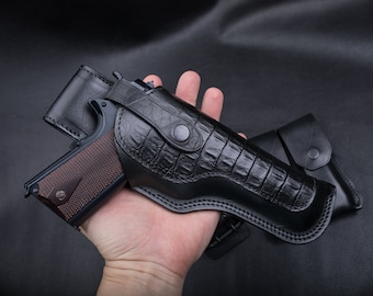 Colt 1911 Maßgefertigte Lederhalfter | Vintage-Look | Einzigartiges Design | Retro-Stil | Handgefertigt