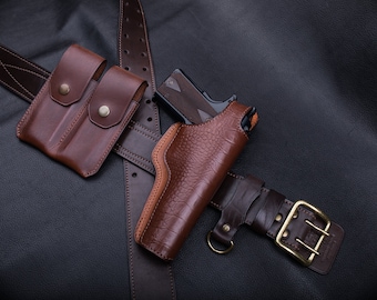 Colt 1911 Custom Made Leather Belt Holster | Vintage Look | Unique Design | Retro Style