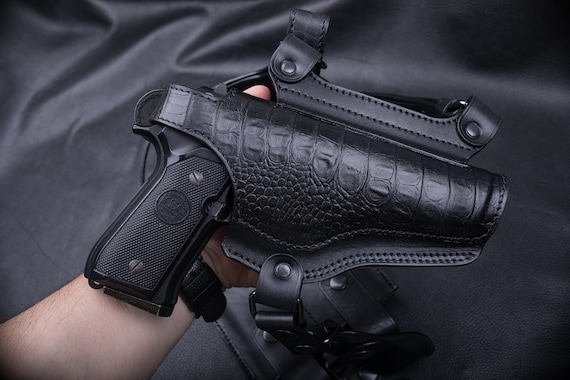 Beretta 92 Custom Made Leather Shoulder Spider Holster | Vintage