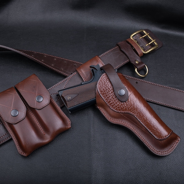 Colt 1911 Custom Made Leather Holster | Vintage Look | Unique Design | Retro Style | Handmade