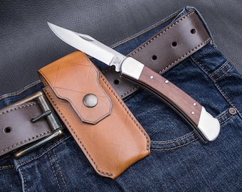 Leather OWB Carry Pouch for Buck 110 | Vintage Look | Retro Design | Classic Look