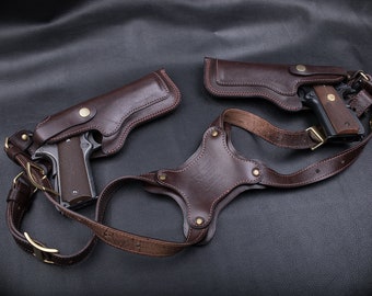 Colt 1911 Maßgeschneiderte Schulter Holster aus Leder | Vintage-Look | Einzigartiges Design | Retro-Stil