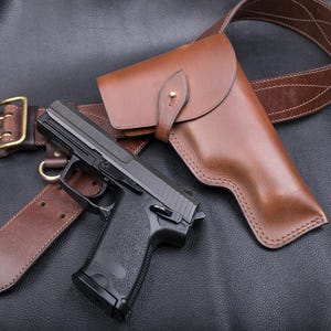 HK USP Leather Flap Holster | Сustom Made | Unique Design | Vintage Look | Retro Style | High Quality