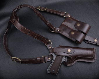 Colt 1911 Maßgeschneiderte Schulter Holster aus Leder | Vintage-Look | Einzigartiges Design | Retro-Stil