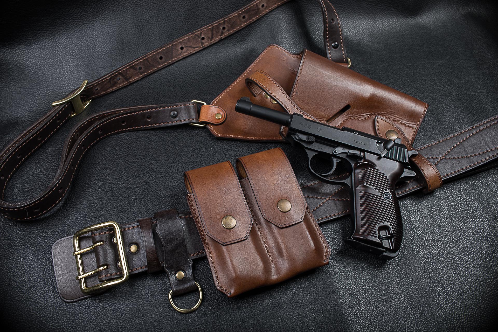 Walther P38 モデルガン ホルスター付き Walther P38 Custom Made Leather Holster | Vintage Look | Unique