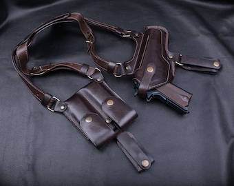 Colt 1911 Maßgeschneiderte Schulter Holster aus Leder | Vintage-Look | Einzigartiges Design | Retro-Stil