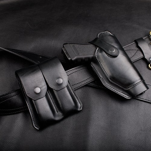 Glock 17 Custom Made Leather Holster | Vintage Look | shops Unique Design | Retro Style