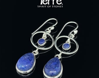 Boucles d’oreilles Lapis Lazuli longues, Drops Sterling Silver, Boucle d’oreille Gemstone - Boucle d’oreille Lapis Lazuli, Drops Sterling Silver Gemstone Earring, Handmade