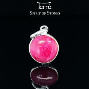 Corundum ruby cabochon pendant round 13mm, gemstone pendant, 925 sterling silver, gift for her