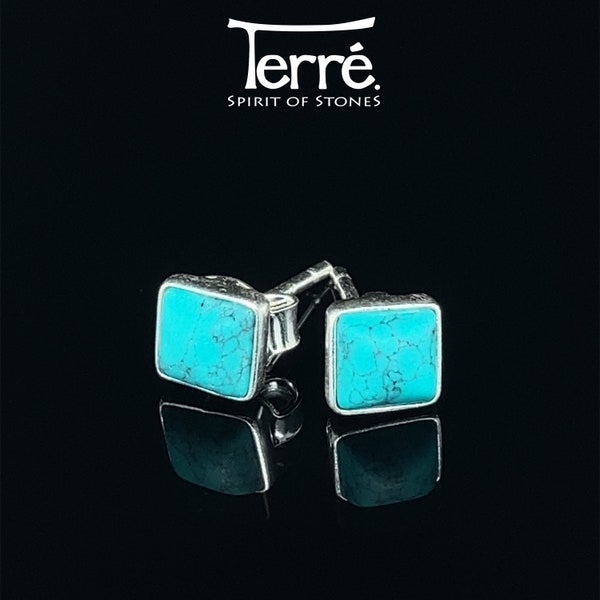 Turquoise Stud Earrings Sterling Silver Etsy