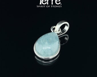 Aquamarine Pendant, Drop Aquamarine Pendant, Handmade Pendant, Natural Gemstone Cabochon,