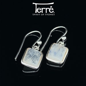 Moonstone Earrings, Gemstone Sterling Silver Earrings, Handmade, white