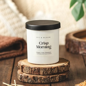 Ginger, Lime & Bergamot Scented Soy Wax Candle | Crisp Morning